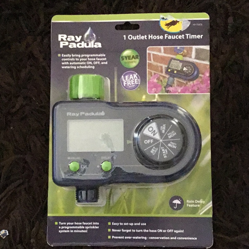 Ray Padua 1 outlet hose faucet timer ~ set sprinklers scheduled ~ easy to use